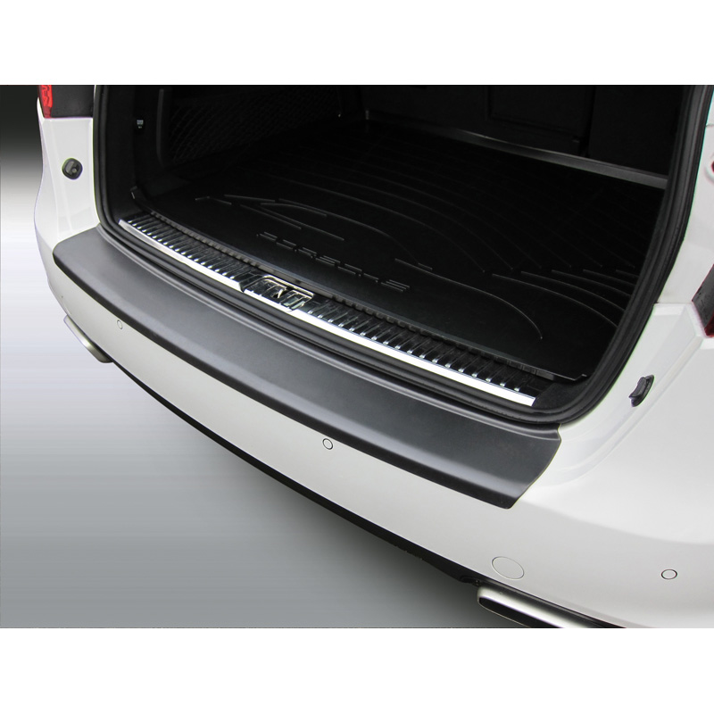 Protection de seuil arrière (ABS) sur mesure pour Porsche Cayenne 2010-2014 'Ribbed' Noir