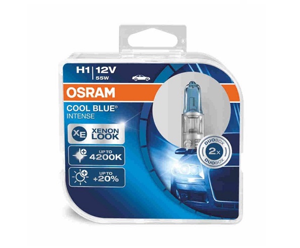 Halogeen OSRAM COOL BLUE Intense H1 12V 55W 2pcs/box Xenon Look