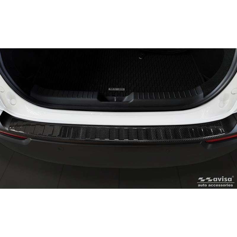 Protection de seuil arrière carboné 3D sur mesure pour Mazda MX-30 2020- 'Ribs'