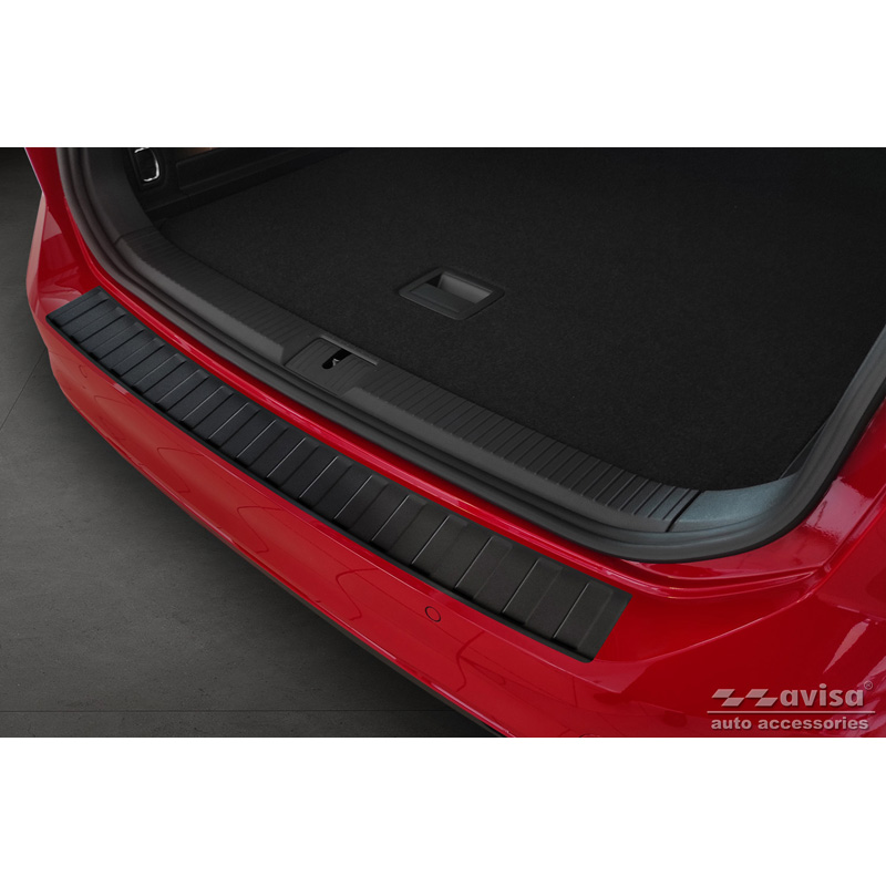 Protection de seuil arrière inox noir mat sur mesure pour Volkswagen Passat 3G Variant 2014-2023 'Ribs'