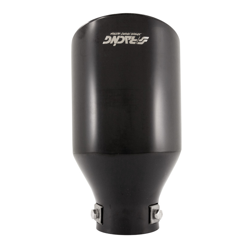 Simoni Racing Embout d'Échappement Rond/Oblique Inox Noir - Ø115xL210mm - Montage 38-63mm