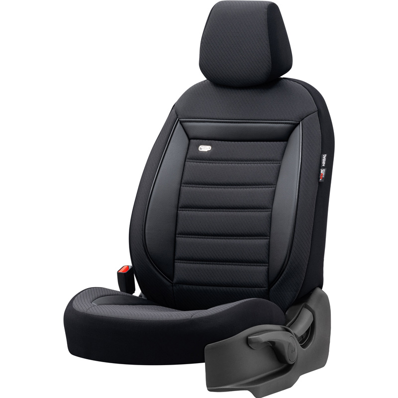 Housse de sièges universel en textile 'Prestige' Noir/Anthracite - 11-pièces - adapté aux Side-Airbags