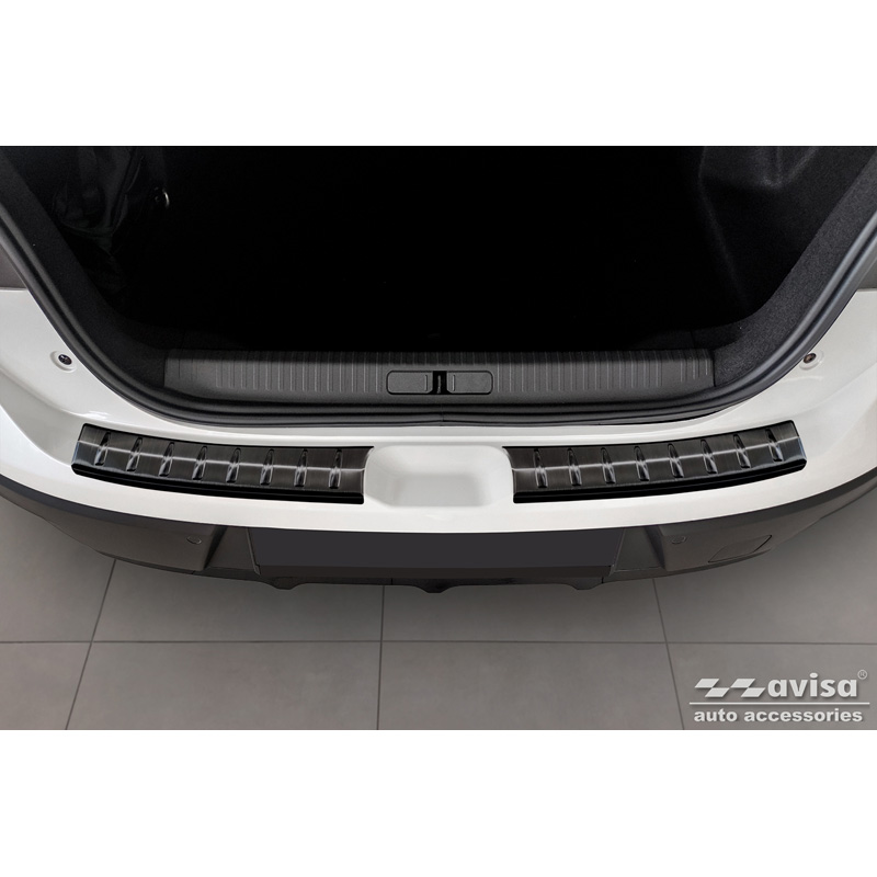 Protection de seuil arrière inox noir sur mesure pour Citroën C4 X 2023- 'Ribs' (2-pièces)