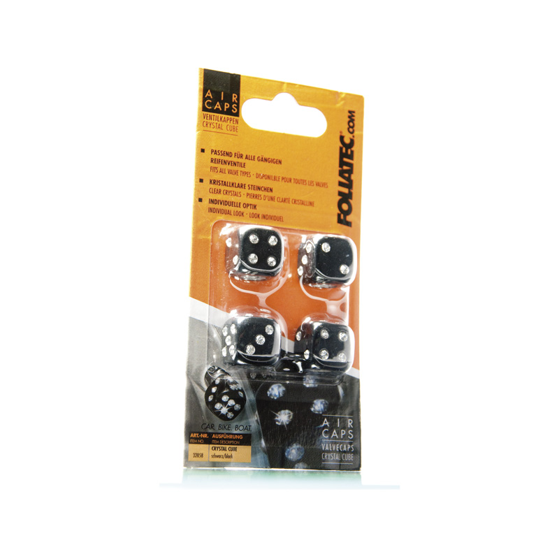 Foliatec AirCaps Capuchons de soupapes Crystal Cube noir - 4 pièces