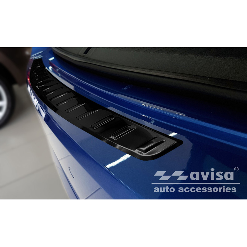Protection de seuil arrière inox noir sur mesure pour Skoda Octavia IV Liftback 2020-2024 & FL 2024- 'Ribs'