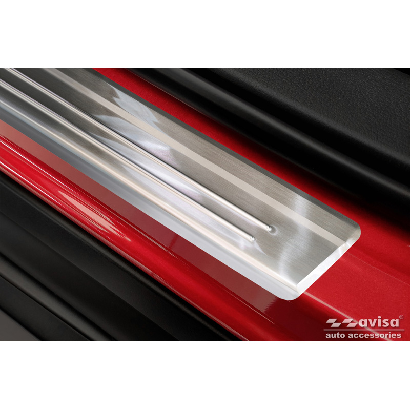 Seuils de portes inoxydable sur mesure pour Mazda CX-30 2019- - 'Lines' - 4-pièces