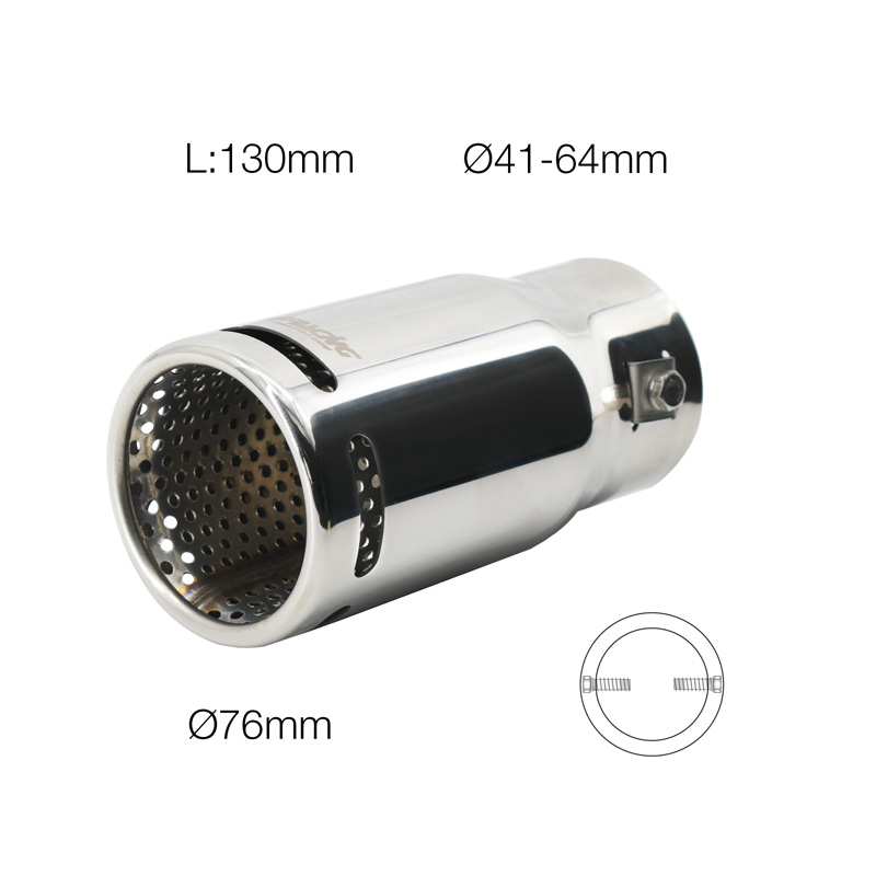 Simoni Racing Embout d'Échappement Rond Inox - Ø76xL130mm - Montage 41-64mm