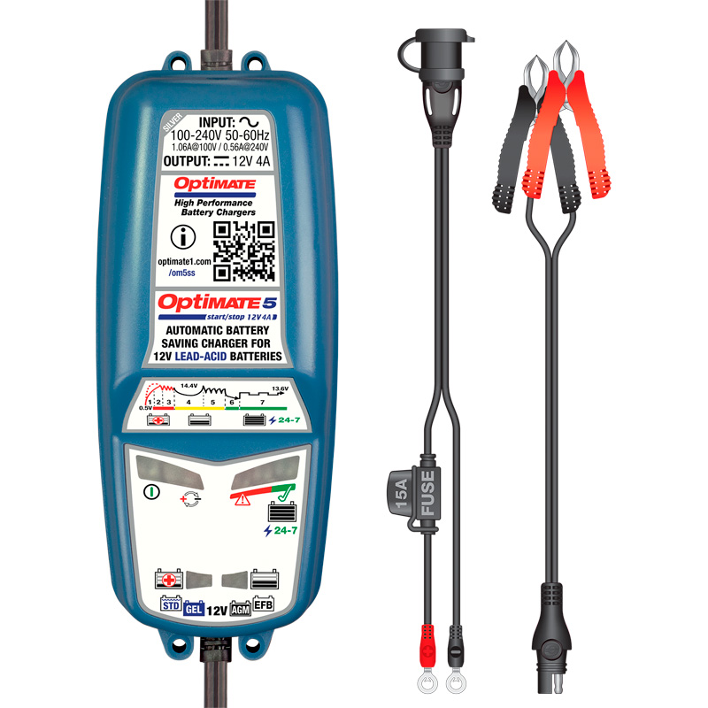 OptiMate 5 Start Stop - Chargeur-testeur-mainteneur avec récupération de batterie 12 V 4 A en 7 étapes