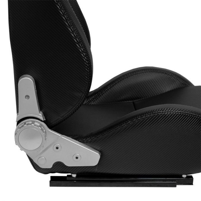 Siège baquet 'DS' - Look-Carboné Simili Cuir - Dossier réglable - incl. glissières