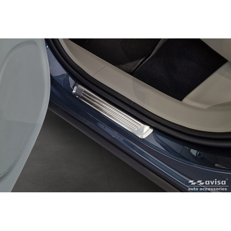 Seuils de portes inoxydable sur mesure pour Volvo XC60 II 2017-2021 & FL 2021- incl. R-Design - 'Lines' - 4-pièces