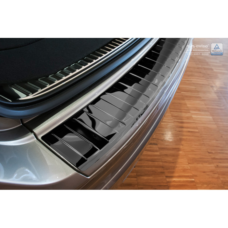 Protection de seuil arrière inox Noir-Chromé sur mesure pour Volvo XC60 2013-2016 'Ribs'