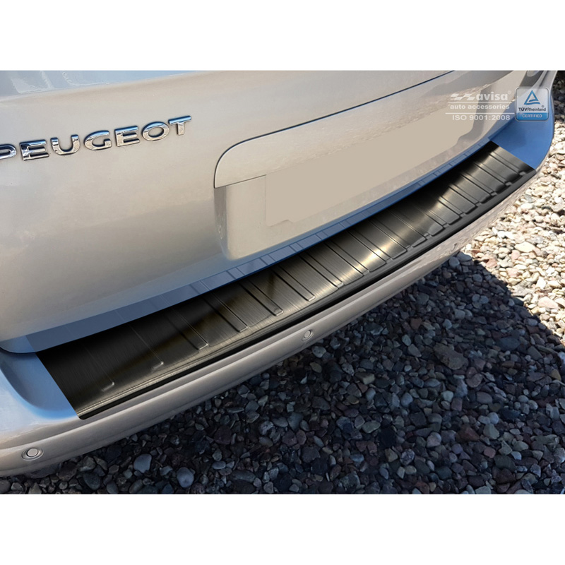 Protection de seuil arrière inox noir sur mesure pour Peugeot 5008 2009-2016 'Ribs'