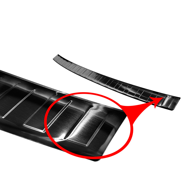 Protection de seuil arrière inox noir sur mesure pour Volkswagen Caddy 2004-2015 & FL 2015-2020 'Ribs'