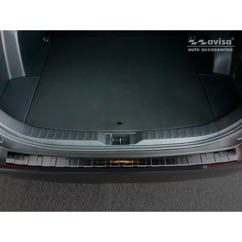 Protection de seuil arrière inox noir sur mesure pour Toyota RAV4 (5th Gen.) 2018- & Suzuki Across 2020- 'Ribs'