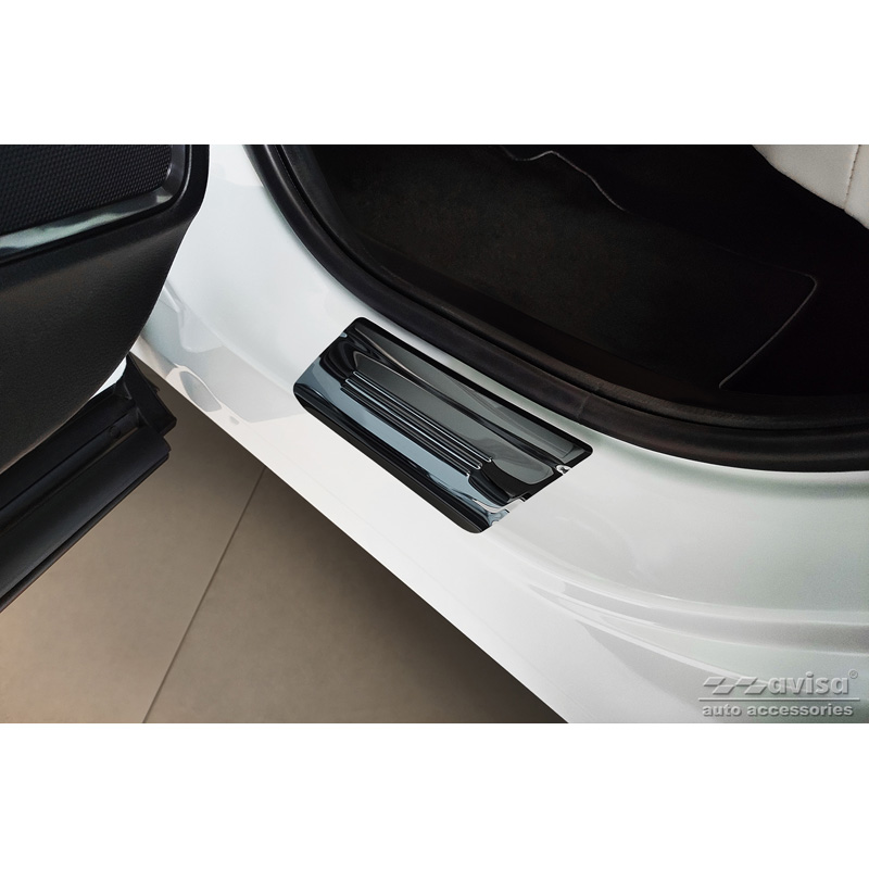Seuils de portes inoxydable noir sur mesure pour Honda HR-V 2021- 'Hybrid'  - 4-pièces