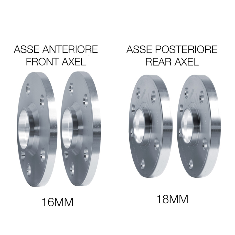 Simoni Racing Kit d'Élargisseurs de Roue en aluminium - 2x16mm(AV) - 2x18mm(AR) (Moyeu 72,6mm) avec boulons de roue - sur mesure pour BMW divers