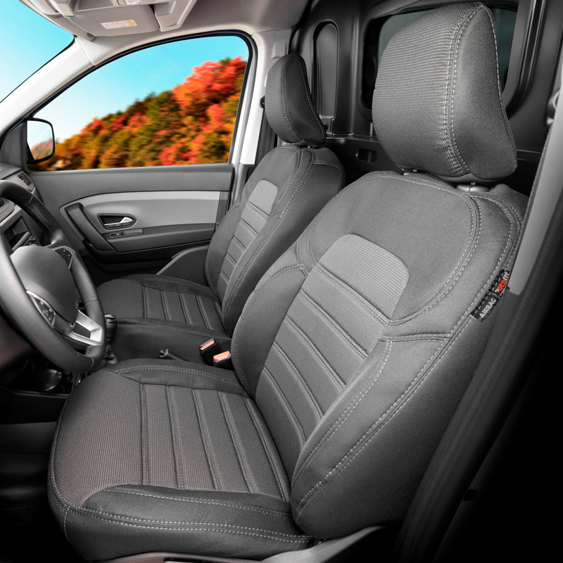 Original Design Housses de siège en tissu 1+1 sur mesure pour Opel Combo 2018- (accoudoir sur le siège conducteur + siège passager rabattable)