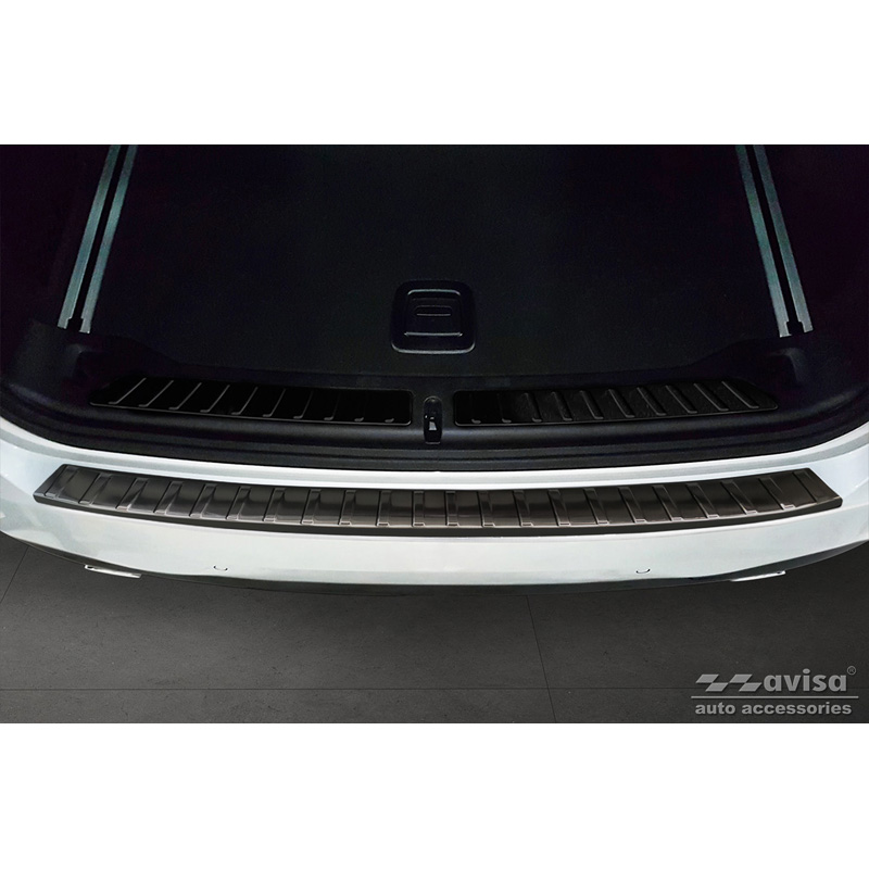 Protection de seuil arrière inox noir sur mesure pour BMW X3 G01 Paquet M 2017-2021 & Facelift 2021- 'Ribs'