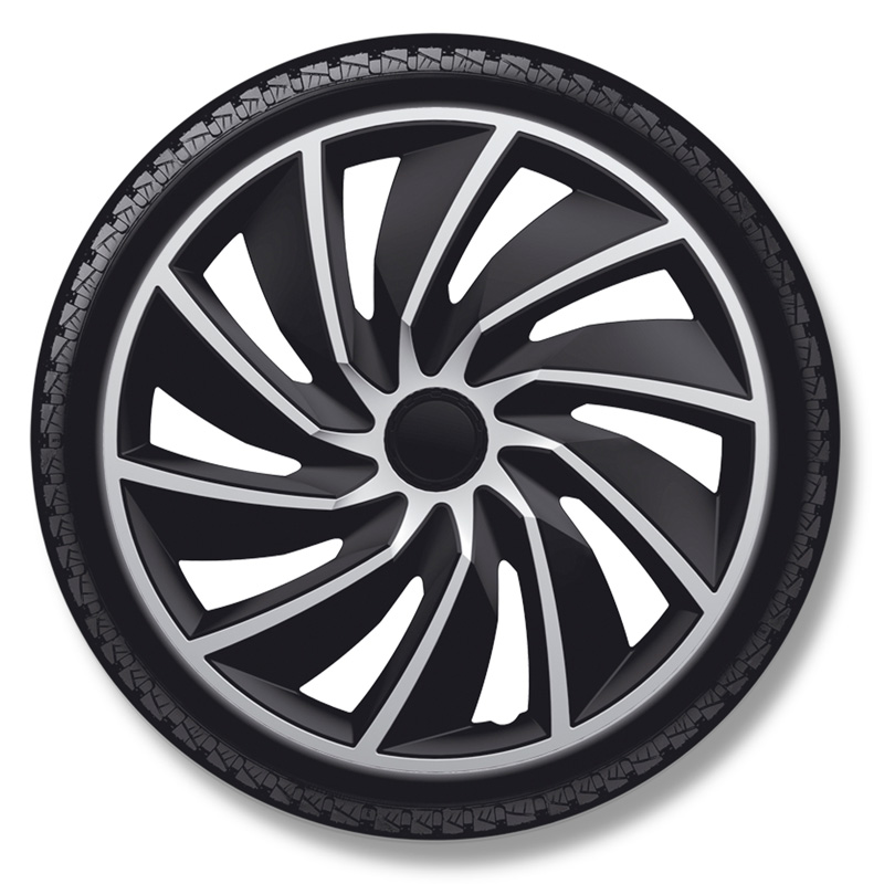 Jeu d'enjoliveurs Turbo 14-inch argent/noir