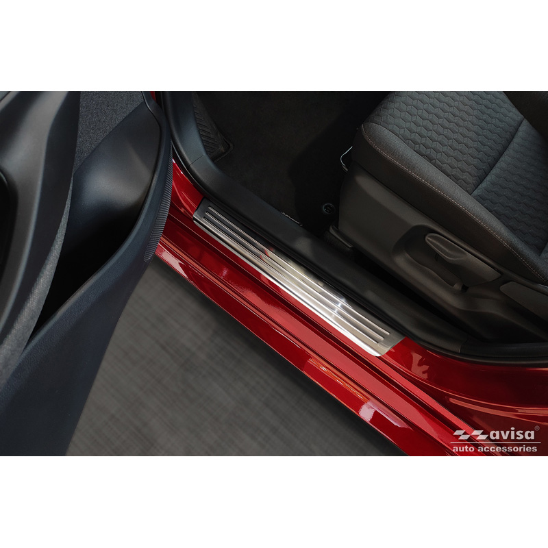 Seuils de portes inox sur mesure pour Toyota Yaris 2020- incl. Facelift, excl. GR / Toyota Yaris Cross 2021- / Toyota C-HR II 2023- 'Lines' - 4-pièces