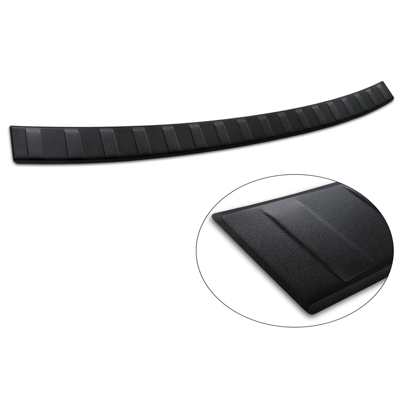 Protection de seuil arrière inox noir mat sur mesure pour Volvo XC60 II 2017-2021 & FL 2021- incl. R-Design & Plug-in-Hybrid 'Ribs'