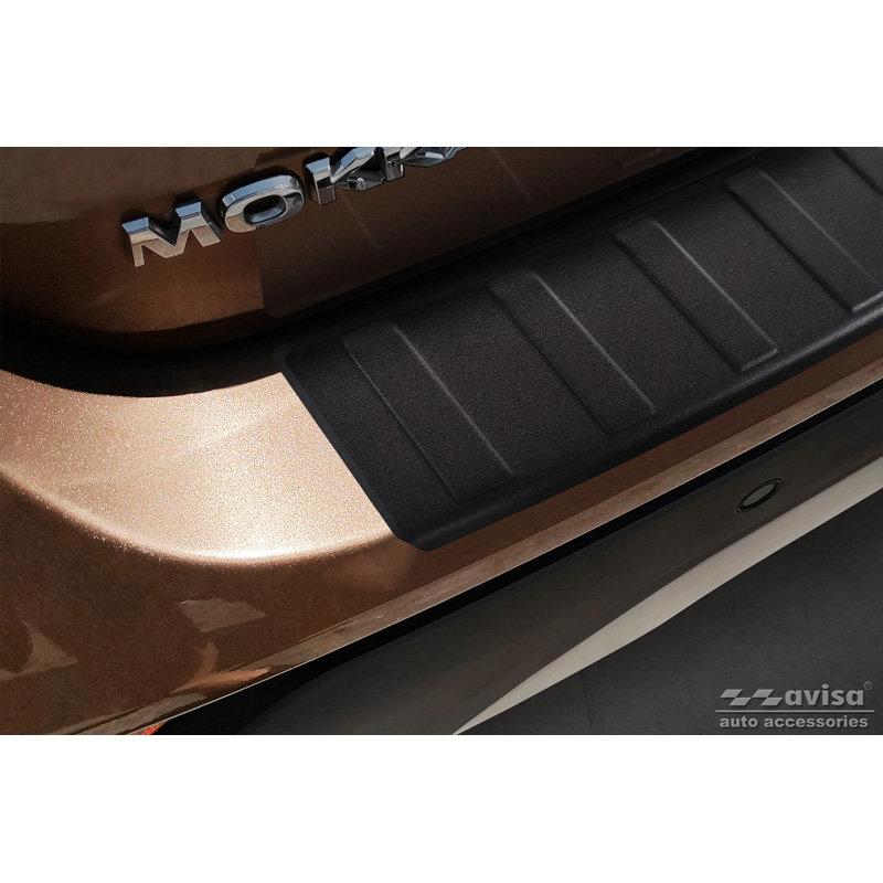 Protection de seuil arrière inox noir mat sur mesure pour Opel Mokka X 2016- 'Ribs'