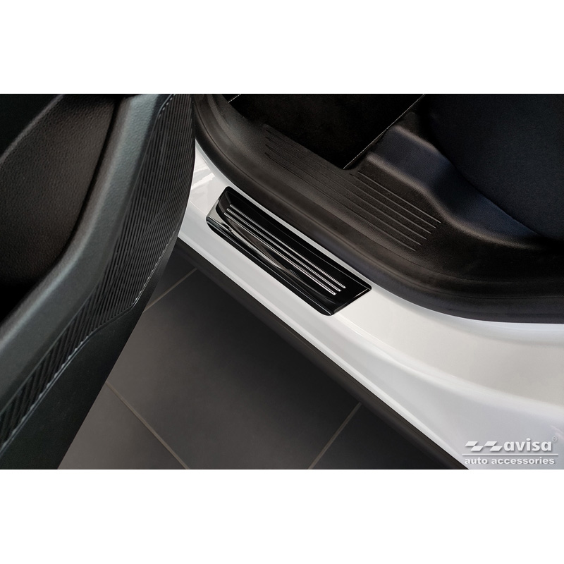 Seuils de portes inoxydable noir sur mesure pour Renault Austral (RHN) 2022- 'Hybrid' - 2-pièces