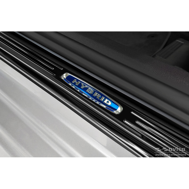 Seuils de portes inoxydable noir sur mesure pour Skoda Octavia IV Sedan/Combi 2020-2024 & FL 2024- 'Hybrid' - 4-pièces