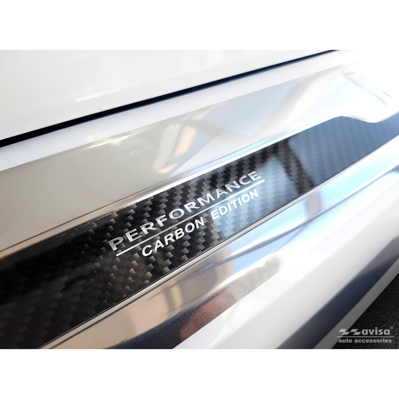 Protection de seuil arrière inox 'Deluxe' sur mesure pour BMW X5 G05 Paquet M 2018- 'Performance' excl. M-Competition Argent/Carbone Noir