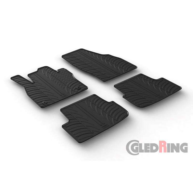 Set tapis de caoutchouc sur mesure pour Seat Ibiza 6F 5-portes 6/2017- & Seat Arona 11/2017- & Skoda Fabia IV 2021- (T profil 4-pièces + clips de montage)