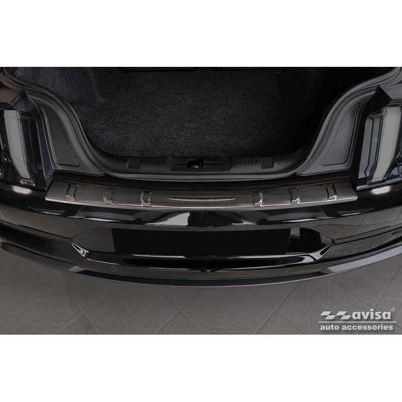 Protection de seuil arrière inox noir sur mesure pour Ford Mustang VI Coupé 2015-2017 & FL 2017- incl. GT 'Ribs'