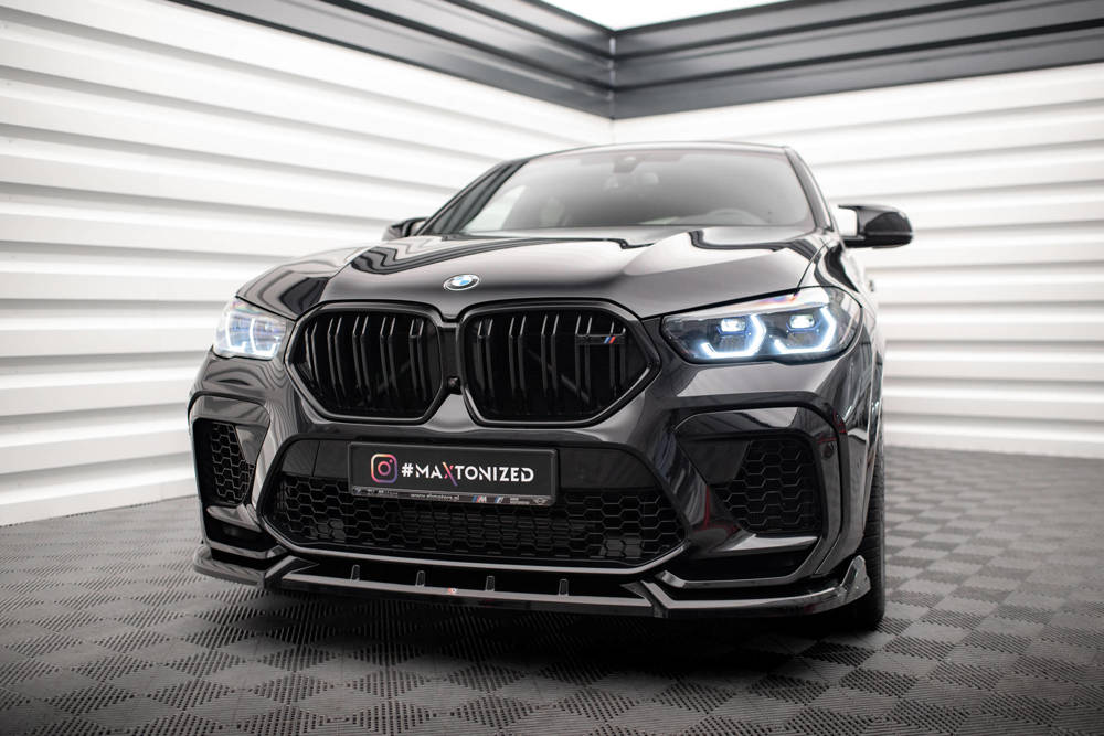 Voorspoiler V.2 BMW X6 M F96 Maxton Glans Zwart