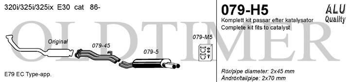 Simons Uitlaatsysteem af kat. BMW 3-serie E30 1986-1993