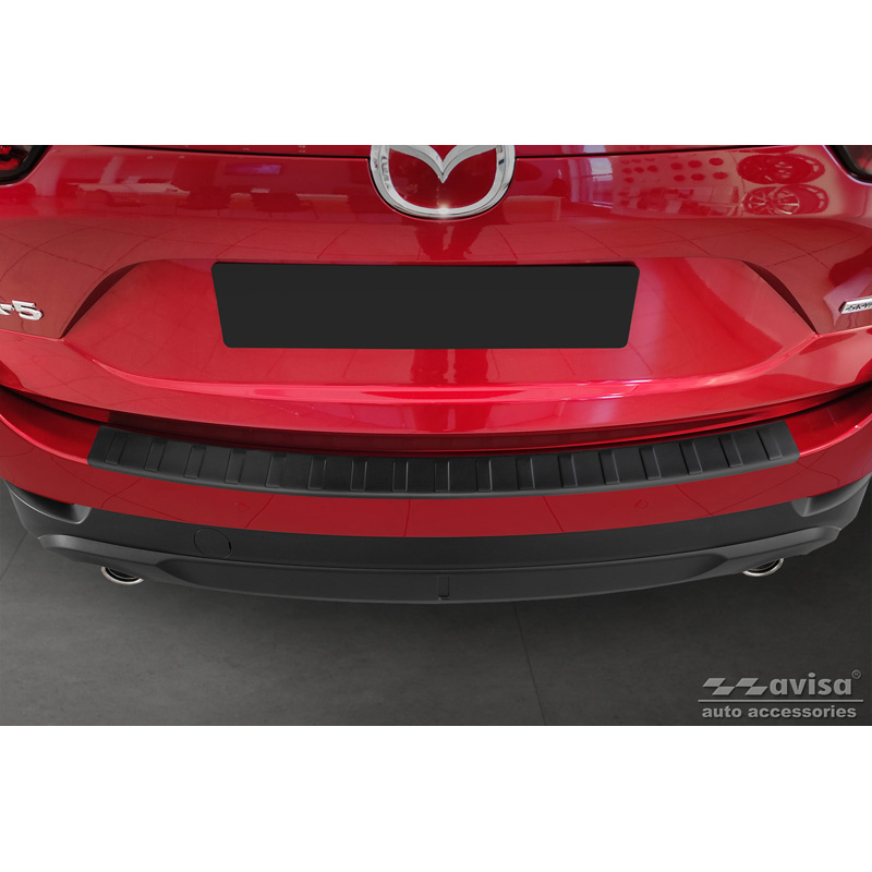 Protection de seuil arrière inox noir mat sur mesure pour Mazda CX5 II 2017- incl. Facelift 'Ribs'