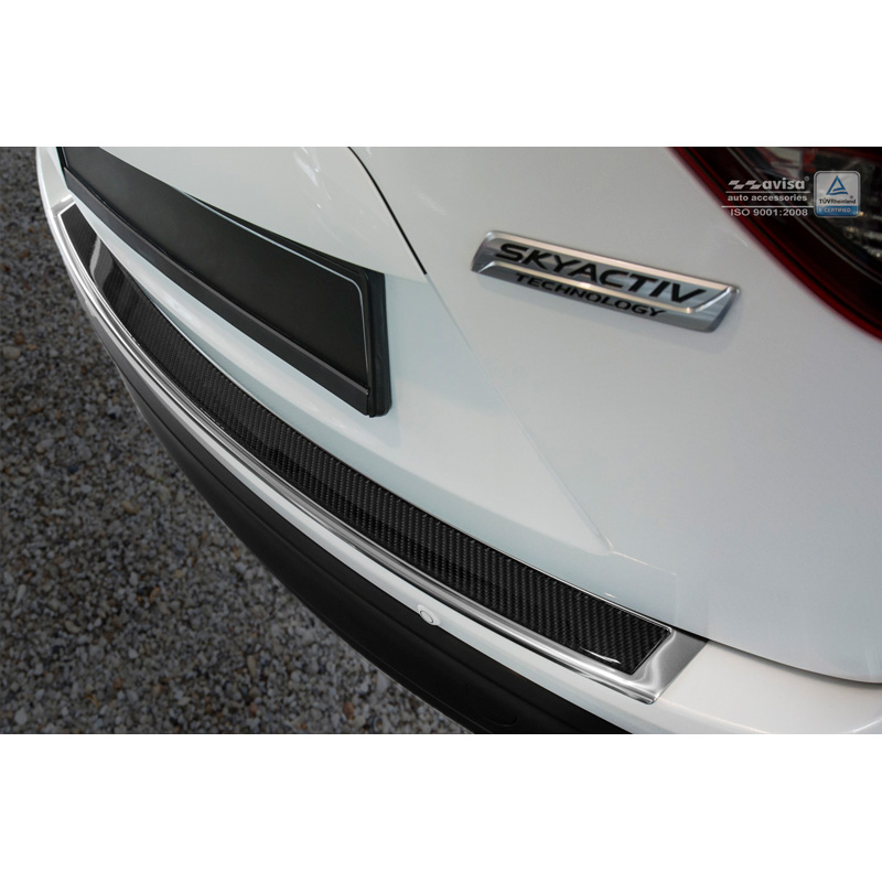 Protection de seuil arrière inox 'Deluxe' sur mesure pour Mazda CX5 2012-2017 Chromé/Carboné noir