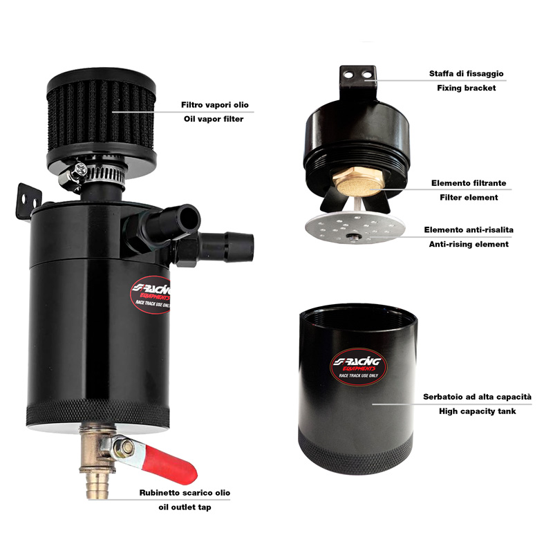Simoni Racing Réservoir d'huile 300ml - Noir