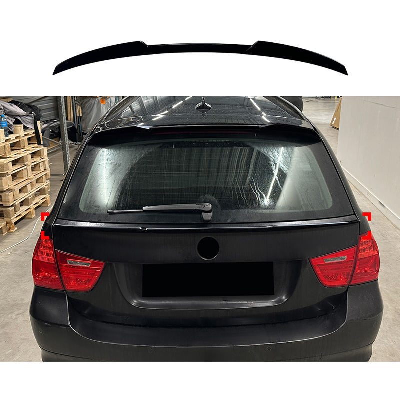 Aileron arrière inférieur sur mesure pour BMW Série-3 E91 Touring 2005-2012 (ABS Noir Luisant)