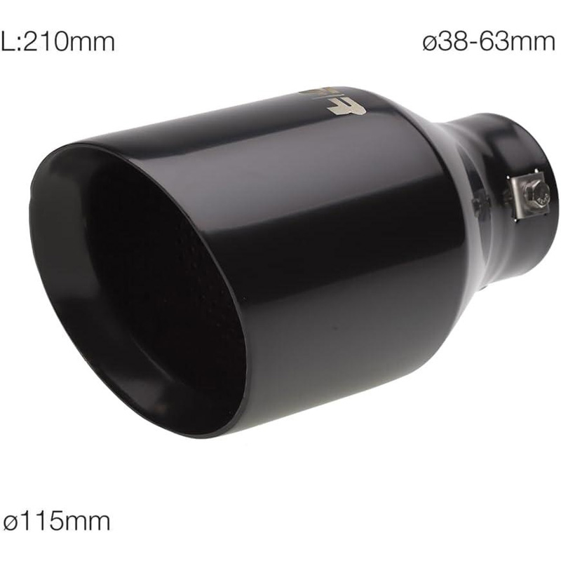 Simoni Racing Embout d'Échappement Rond/Oblique Inox Noir - Ø115xL210mm - Montage 38-63mm
