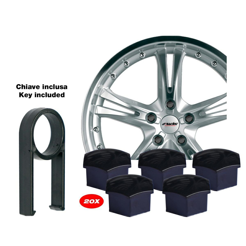 Simoni Racing Caches-Écrou de Roue - 17mm - Noir - Set de 20+1 pièces