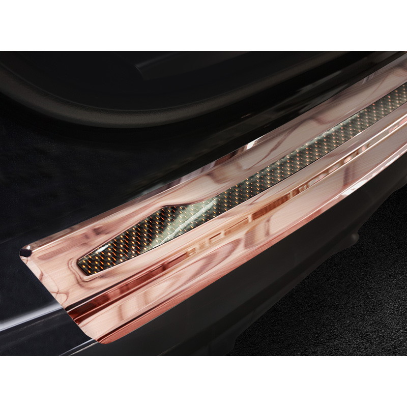 Protection de seuil arrière inox 'Deluxe' sur mesure pour Porsche Cayenne III 2017- 'Performance' Cuivre Brossé/Carbone Cuivre