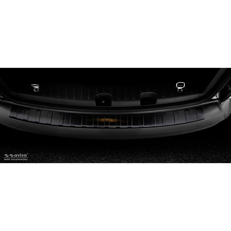 Protection de seuil arrière inox noir sur mesure pour Volkswagen Caddy 2004-2015 & FL 2015-2020 'Ribs'