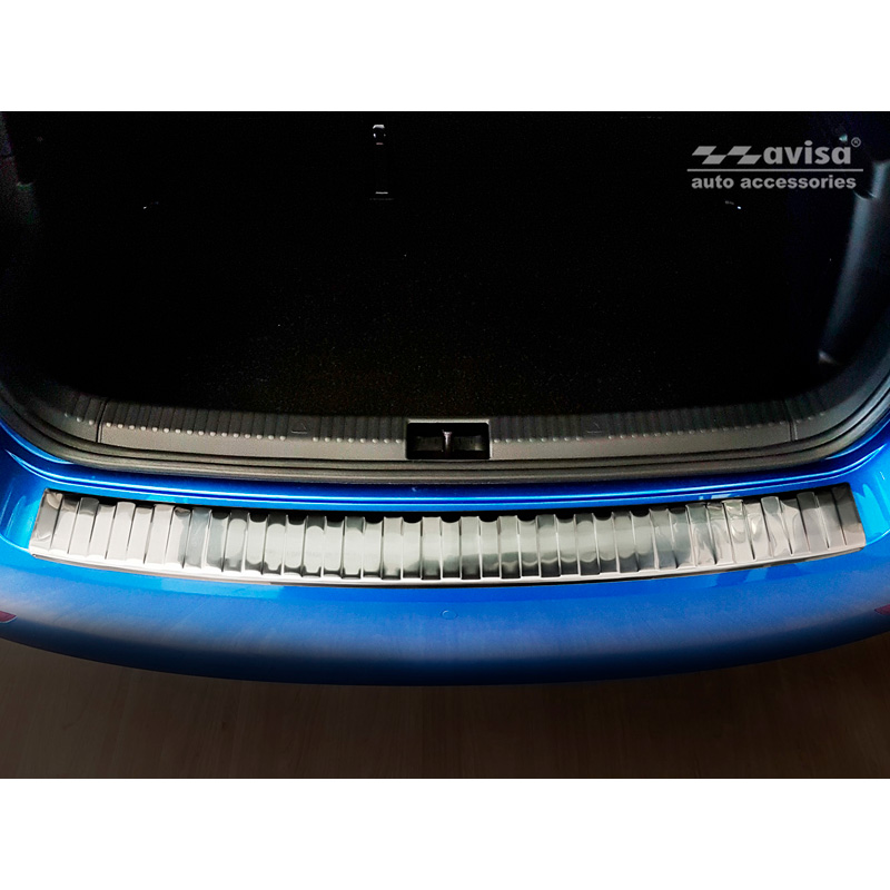 Protection de seuil arrière inox sur mesure pour Skoda Fabia III HB 5-portes Facelift 2018-2021 'Ribs'