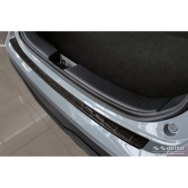 Protection de seuil arrière inox noir sur mesure pour Nissan Qashqai III 2021- 'Ribs'