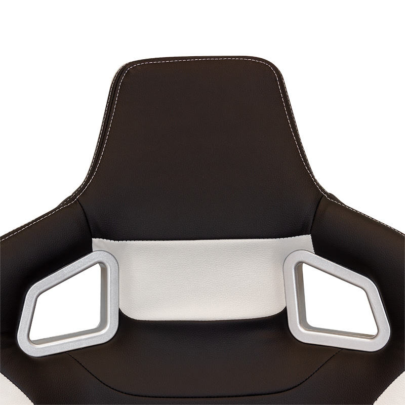 Siège baquet 'RS6-II' - Noir-Mattes/Simili Cuir Blanc - Dossier réglable - incl. glissières