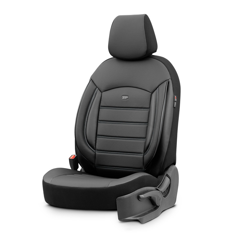 Housse de sièges universel en plein cuir 'Inspire' Noir - 11-pièces - adapté aux Side-Airbags