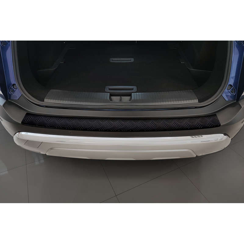 Protection de seuil arrière en aluminium noir mat sur mesure pour Nissan X-Trail IV (T33) 2021- 'Riffled Plate'