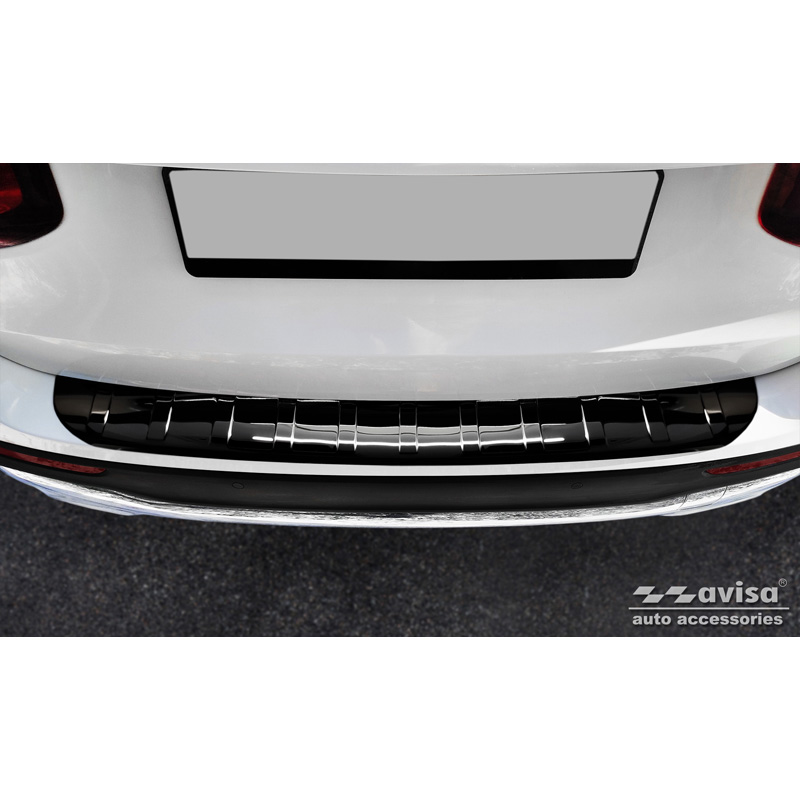 Protection de seuil arrière inox Noir-Chromé sur mesure pour Mercedes GLB (X247) incl. AMG 2019- 'Ribs'
