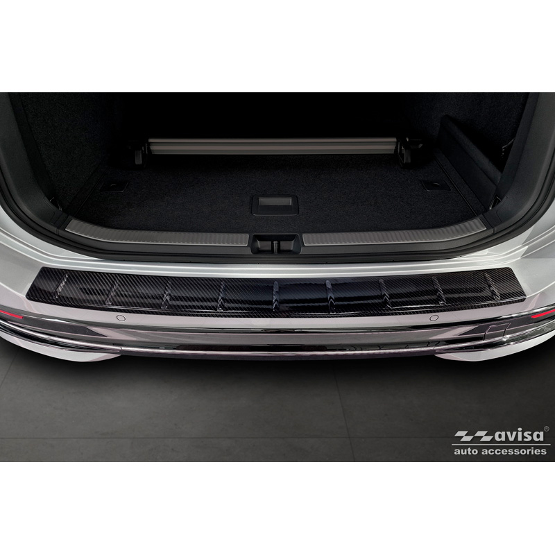 Protection de seuil arrière carboné 3D sur mesure pour Volkswagen Passat (CJ5) incl. R-Line & Hybrid 2023- 'Ribs'