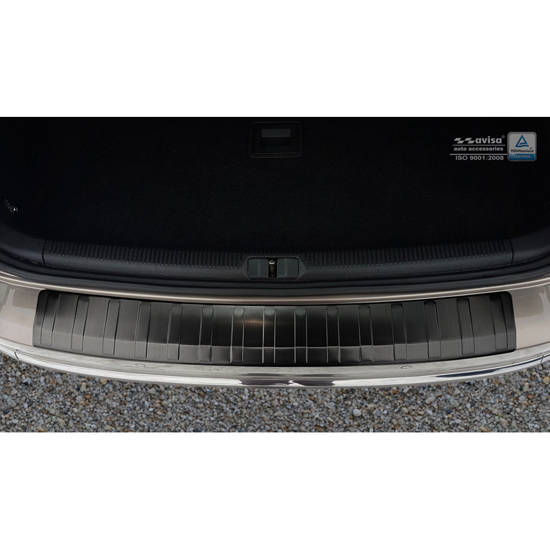 Protection de seuil arrière inox noir sur mesure pour Volkswagen Passat 3C Variant 2011-2014 'Ribs'
