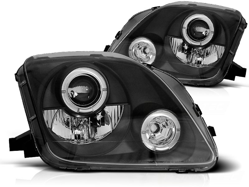 Set de Phares sur mesure pour Honda Prelude 1997-2001 - Noir - incl. anneaux Angel-Eyes